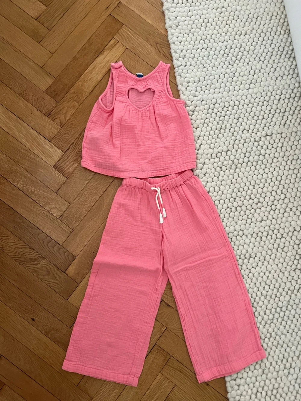 Cotton wide leg pant and top set